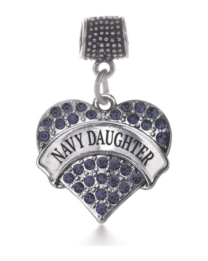 Silver Pave Heart Charm for Bracelet with Cubic Zirconia Jewelry Navy Daughter $10.99 Bracelets