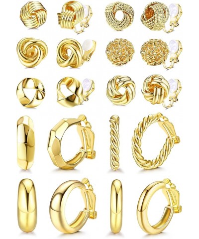 10 Pairs Clip On Earrings for Women 14K Gold Plated Clip On Hoop Earrings Chunky Clip Earrings No Piercing Fake Earrings Set ...