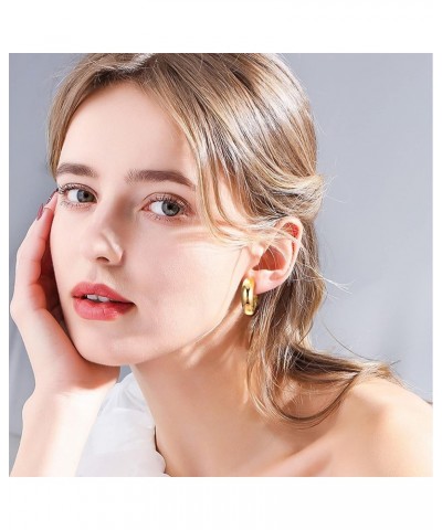 10 Pairs Clip On Earrings for Women 14K Gold Plated Clip On Hoop Earrings Chunky Clip Earrings No Piercing Fake Earrings Set ...