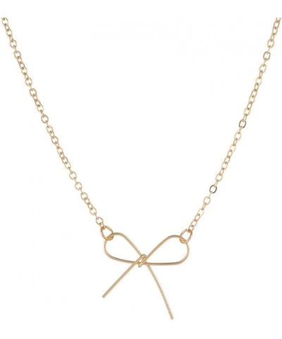 Bow Necklace for Women Gold Silver Bow Necklace Fashion Bow Pendant Necklace Bow Necklace Jewelry Gift for Women Girls A-gold...