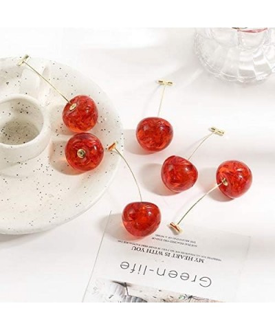 Kakyoin Cherry Dangle Earrings - Sweet and Lovely Fruit Earrings - Funny Gifts For Women and Girls Light red $7.94 Earrings