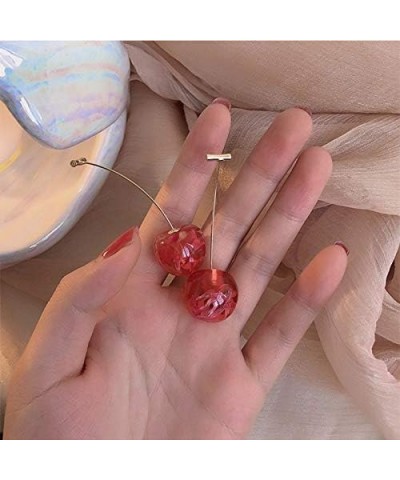 Kakyoin Cherry Dangle Earrings - Sweet and Lovely Fruit Earrings - Funny Gifts For Women and Girls Light red $7.94 Earrings