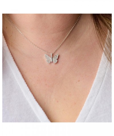 AA743723S,Precious, Butterfly and Crystal Adjustable Necklace,.925 Sterling Silver,Silver, Necklaces $31.67 Necklaces