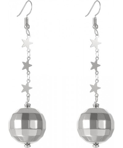 Disco Ball Earrings 60's 70'S Disco Punk Earrings for Women Girls Jewelry long silver $6.15 Earrings