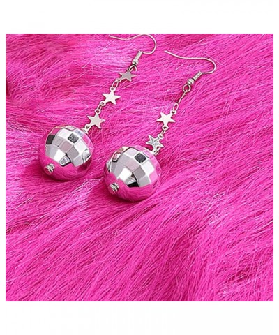 Disco Ball Earrings 60's 70'S Disco Punk Earrings for Women Girls Jewelry long silver $6.15 Earrings