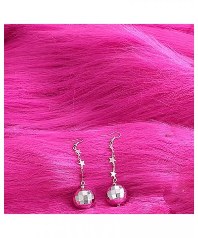 Disco Ball Earrings 60's 70'S Disco Punk Earrings for Women Girls Jewelry long silver $6.15 Earrings