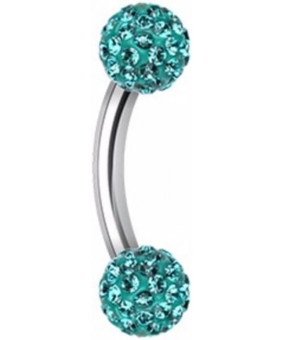 Multi-Sprinkle Dot Curved Barbell WildKlass Eyebrow Ring 14 GA, 10mm, 4mm ball size, Teal $10.99 Body Jewelry