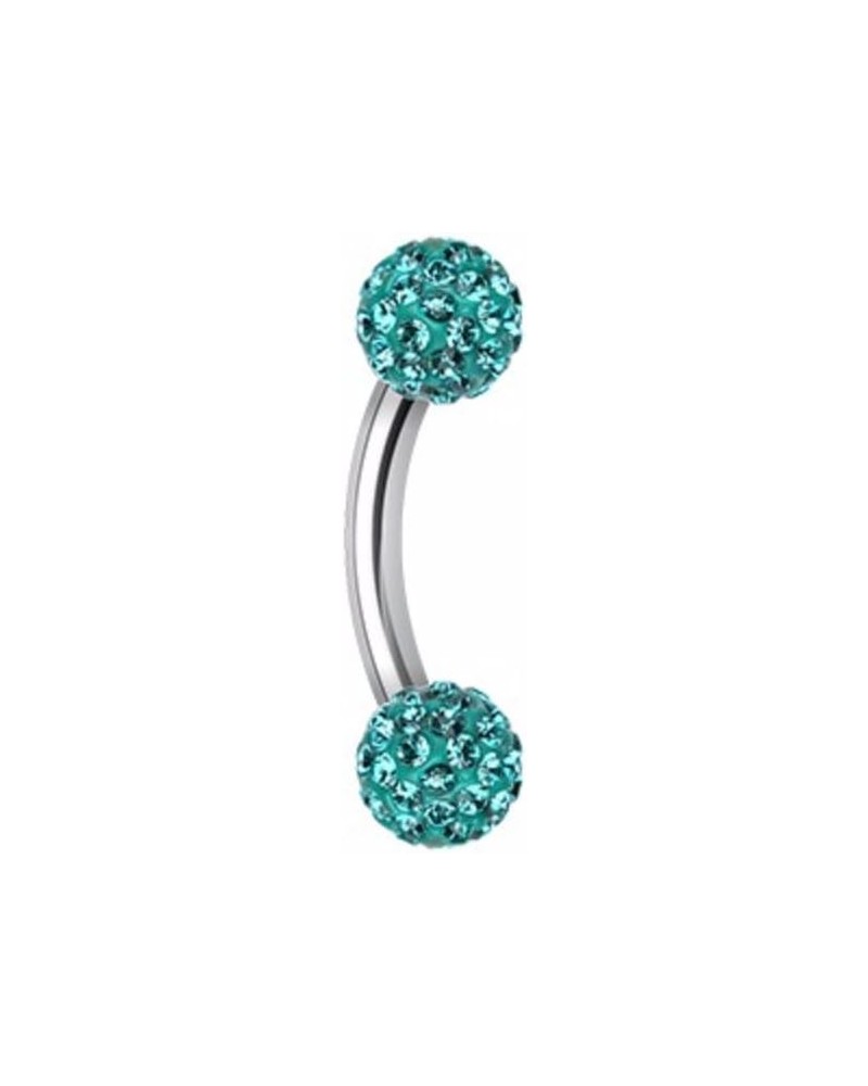 Multi-Sprinkle Dot Curved Barbell WildKlass Eyebrow Ring 14 GA, 10mm, 4mm ball size, Teal $10.99 Body Jewelry