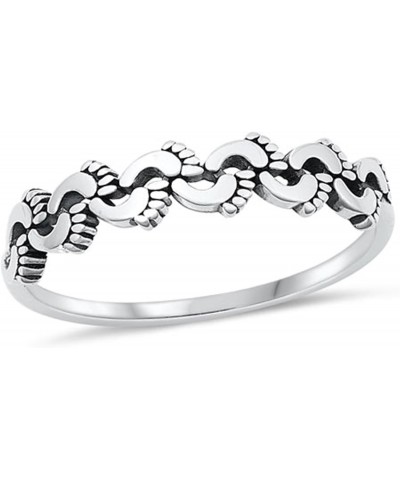 925 Sterling Silver Sets of Footprints Ring Sizes 4-10 $11.96 Rings