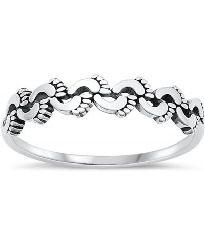 925 Sterling Silver Sets of Footprints Ring Sizes 4-10 $11.96 Rings