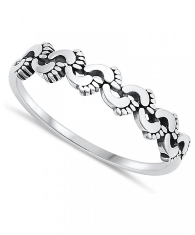 925 Sterling Silver Sets of Footprints Ring Sizes 4-10 $11.96 Rings