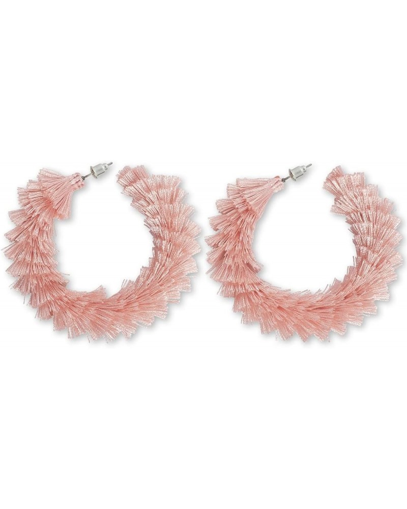 Women's Fashion Boho Soft Tassel Wrapped Hoop Earrings Blossom Pink $9.43 Earrings