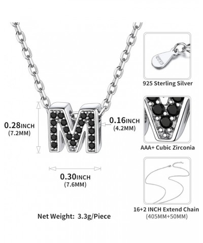 Cubic Zirconia Initial Necklace for Women 925 Sterling Silver Letter Necklace Dainty Personalized Jewelry (with Gift Box) Bla...