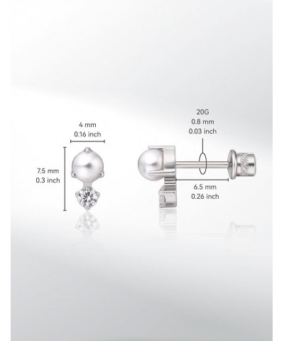 Hypoallergenic G23 Implant Grade Titanium Screw Back Earrings Tragus 20G Helix F136 Piercing Post for Girls' Sensitive Ears C...