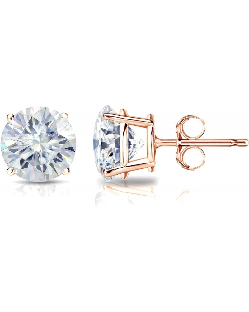 1/2 to 7 Carat Moissanite Round Stud Earrings in 14k Gold (J-K, TGW) 4-Prong Basket Push Back Rose Gold 2.5 carats $238.22 Ea...