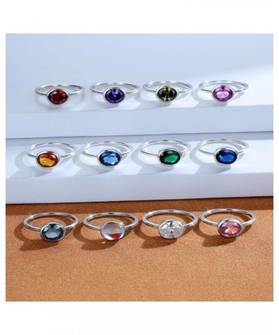 Simple Birthstone Rings for Women Girls Mother Children Jewelry 925 Sterling Silver Colorful Cubic Zirconia Stackable Promise...