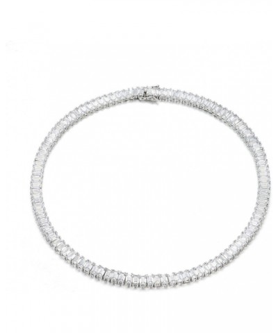 Women's Luxury Cubic Zirconia Emerald Cut Tennis Necklace $21.00 Necklaces