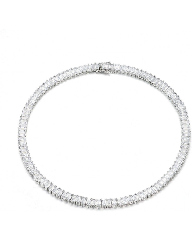 Women's Luxury Cubic Zirconia Emerald Cut Tennis Necklace $21.00 Necklaces