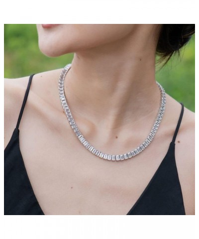 Women's Luxury Cubic Zirconia Emerald Cut Tennis Necklace $21.00 Necklaces