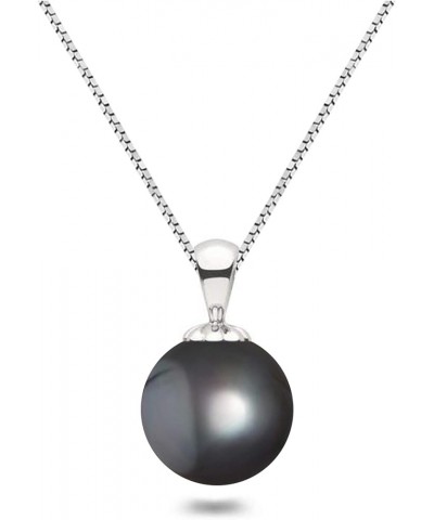 Black Japanese AAAA 6-13.5mm Freshwater Cultured Pearl Pendant Necklace 16"/18" Solitaire Necklace Pendant 16.0 Inches 7.5-8....