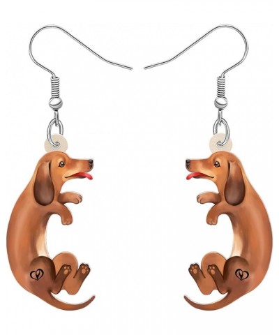 Acrylic Cute Dachshund Dog Earrings Dangle Drop Anime Puppy Pets Jewelry Gifts for Women Girls Kids Dog Lovers Charms Brown A...