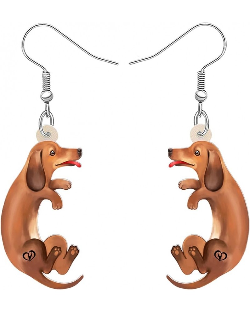 Acrylic Cute Dachshund Dog Earrings Dangle Drop Anime Puppy Pets Jewelry Gifts for Women Girls Kids Dog Lovers Charms Brown A...