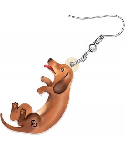 Acrylic Cute Dachshund Dog Earrings Dangle Drop Anime Puppy Pets Jewelry Gifts for Women Girls Kids Dog Lovers Charms Brown A...