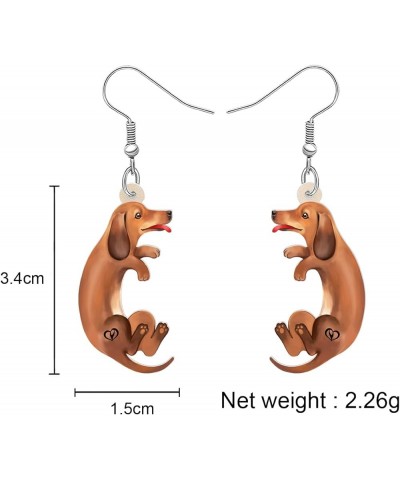 Acrylic Cute Dachshund Dog Earrings Dangle Drop Anime Puppy Pets Jewelry Gifts for Women Girls Kids Dog Lovers Charms Brown A...