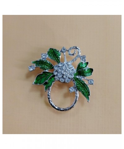 Women Summer Style Clear Crystal Flower Green Leaves Magnetic Eyeglass Holder Brooch Pin Jewelry silver $8.49 Brooches & Pins
