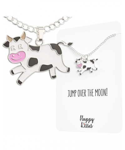 Cow Necklace – "Jump Over the Moon!" message Pendant – Cute Charm Gift for Any Women or Kid Who Loves Cows – Adjustable Chain...