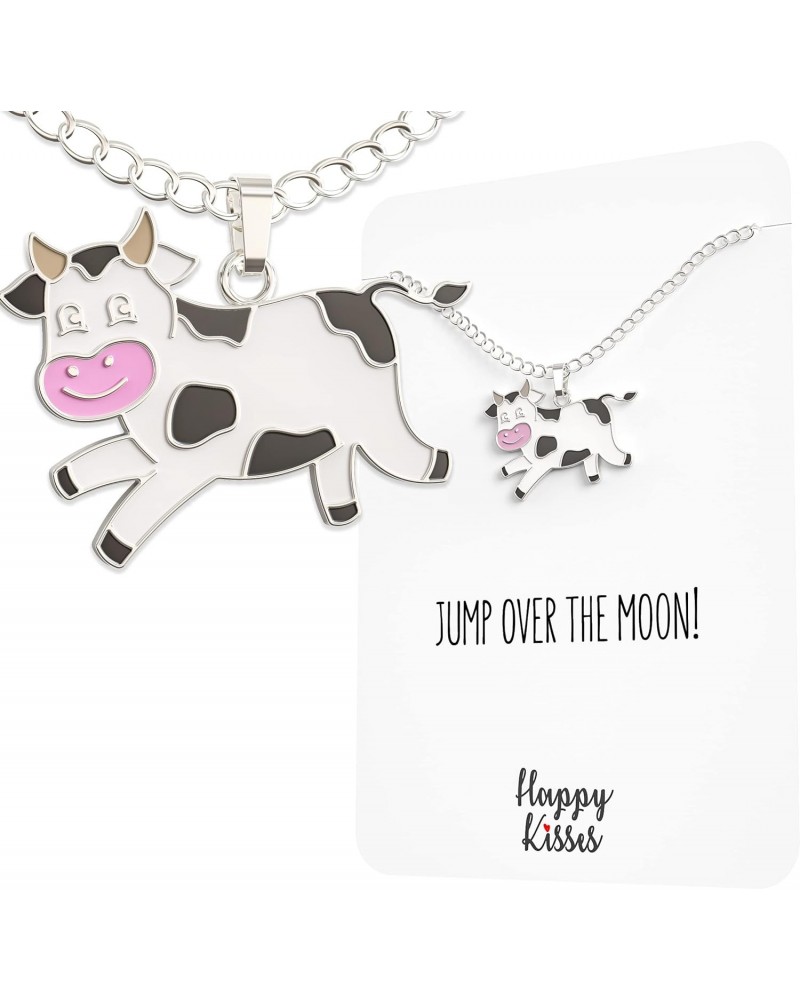 Cow Necklace – "Jump Over the Moon!" message Pendant – Cute Charm Gift for Any Women or Kid Who Loves Cows – Adjustable Chain...