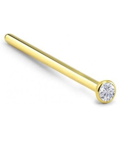 18k Yellow Gold 1.5mm, 2mm, 2.5mm, or 3mm Bezel CZ 22G 20G 18G Straight-3.0mm CZ-22G $18.49 Body Jewelry