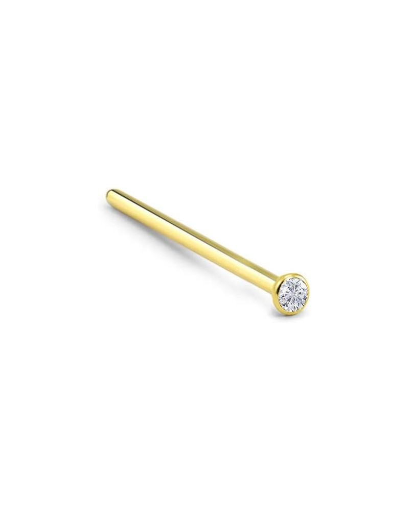 18k Yellow Gold 1.5mm, 2mm, 2.5mm, or 3mm Bezel CZ 22G 20G 18G Straight-3.0mm CZ-22G $18.49 Body Jewelry