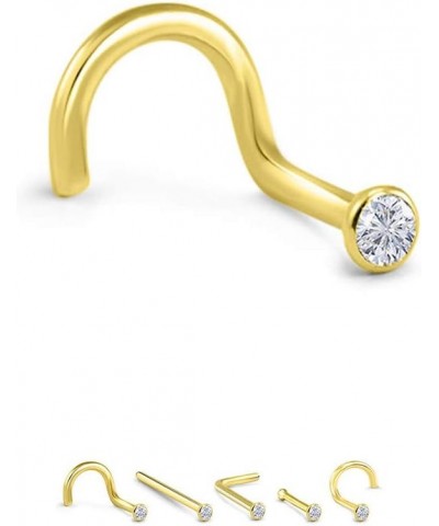 18k Yellow Gold 1.5mm, 2mm, 2.5mm, or 3mm Bezel CZ 22G 20G 18G Straight-3.0mm CZ-22G $18.49 Body Jewelry