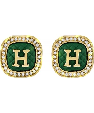 H Alphabet Earrings Light Weight Earrings Earrings for Women Green Earrings Light Weight Gold Rhinestone Stud Earrings Alphab...