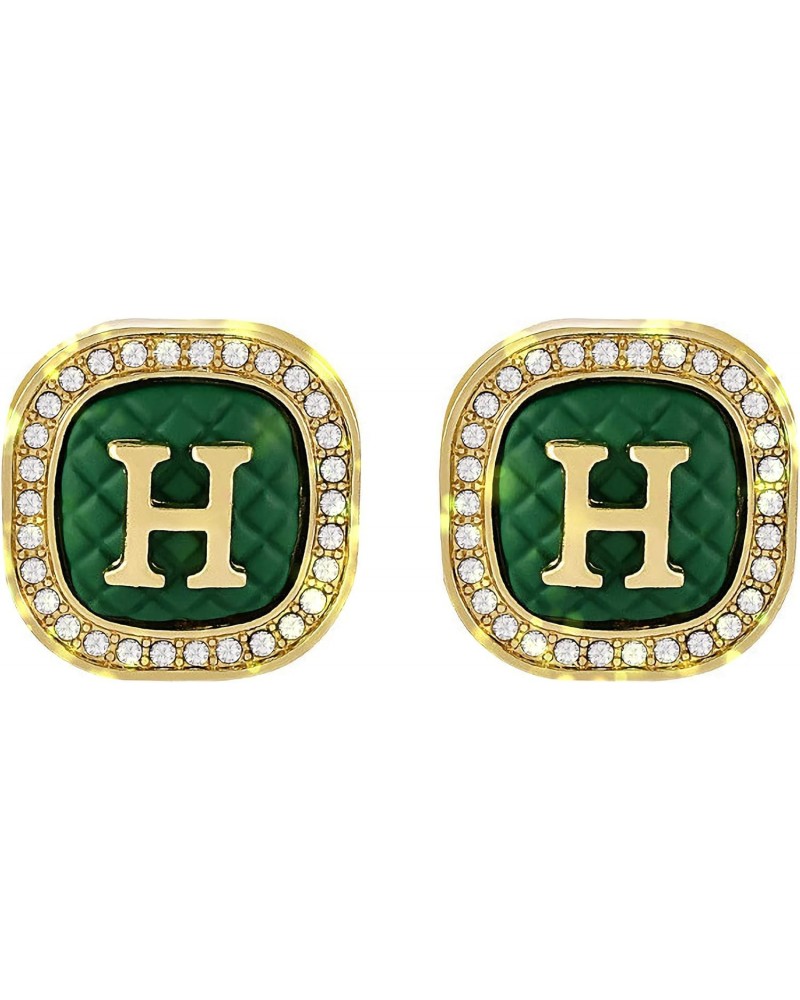 H Alphabet Earrings Light Weight Earrings Earrings for Women Green Earrings Light Weight Gold Rhinestone Stud Earrings Alphab...