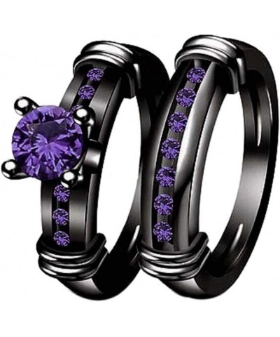 Bridal Sets Black Gold Plated Womens Wedding Bands Blue Cz Engagement Ring Sets Purple 9 $9.03 Sets