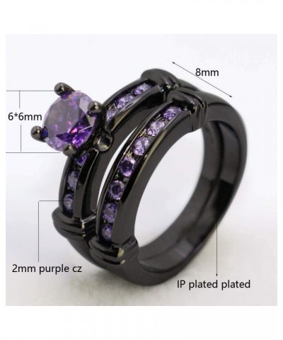 Bridal Sets Black Gold Plated Womens Wedding Bands Blue Cz Engagement Ring Sets Purple 9 $9.03 Sets