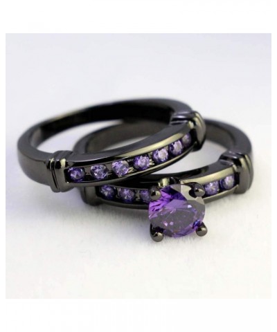 Bridal Sets Black Gold Plated Womens Wedding Bands Blue Cz Engagement Ring Sets Purple 9 $9.03 Sets