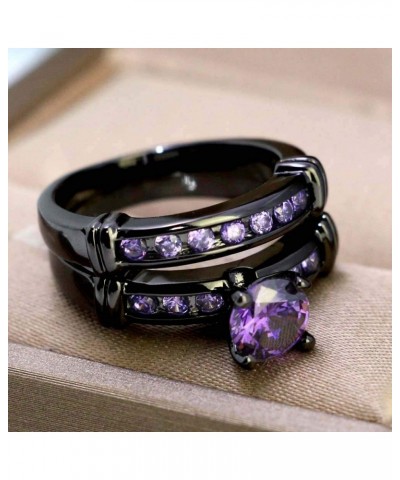 Bridal Sets Black Gold Plated Womens Wedding Bands Blue Cz Engagement Ring Sets Purple 9 $9.03 Sets