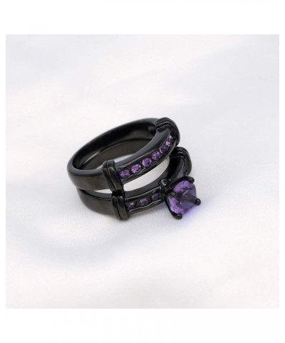 Bridal Sets Black Gold Plated Womens Wedding Bands Blue Cz Engagement Ring Sets Purple 9 $9.03 Sets