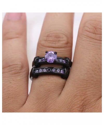 Bridal Sets Black Gold Plated Womens Wedding Bands Blue Cz Engagement Ring Sets Purple 9 $9.03 Sets