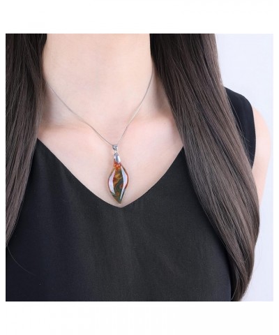 925 Sterling Silver Chain Healing Crystal Necklace for Women Leaf/Color Moss Agate $19.37 Necklaces