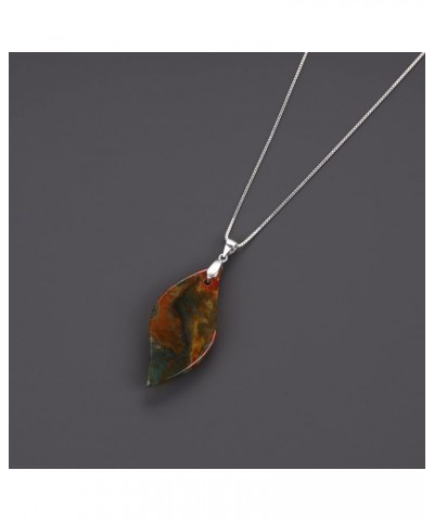 925 Sterling Silver Chain Healing Crystal Necklace for Women Leaf/Color Moss Agate $19.37 Necklaces