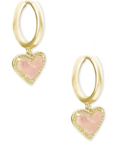 Ari Heart Huggie Earrings for Women, Fashion Jewelry GOLD - ROSE QUARTZ $35.00 Earrings