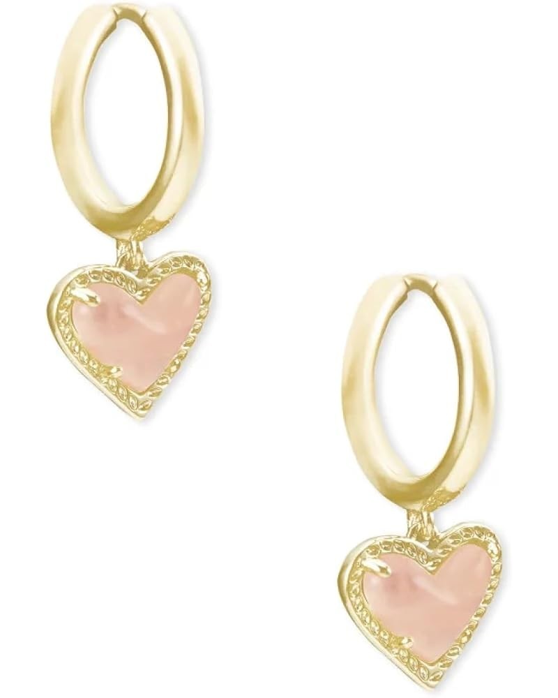 Ari Heart Huggie Earrings for Women, Fashion Jewelry GOLD - ROSE QUARTZ $35.00 Earrings