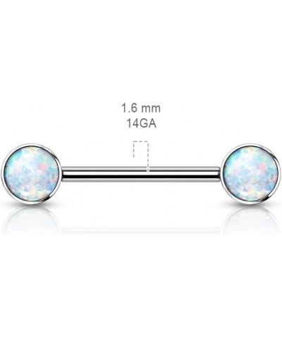 14G Implant Grade Titanium Internally Threaded Bezel Set Synthetic Opal Nipple Barbells, Sold as a Pair Pink $14.44 Body Jewelry