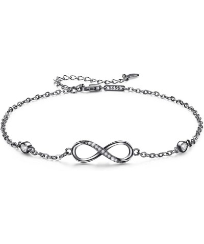 Womens Infinity Anklet Bracelet 925 Sterling Silver Endless Love Symbol Ankle Bracelet Adjustable Plus Size Large Bracelet Gi...