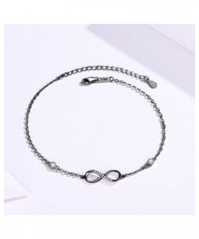 Womens Infinity Anklet Bracelet 925 Sterling Silver Endless Love Symbol Ankle Bracelet Adjustable Plus Size Large Bracelet Gi...