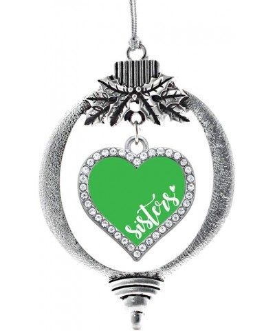 Mother and Daughter Bond Charm Ornament - Silver Open Heart Charm Holiday Ornaments with Cubic Zirconia Jewelry Sisters - Gre...